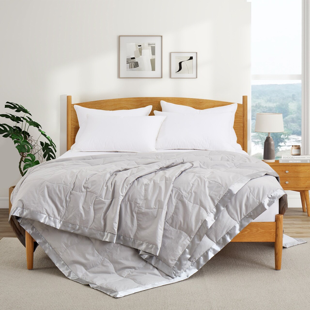 White Down Blanket 100% Cotton Oversized Lightweight Warm Cozy Full Queen King
